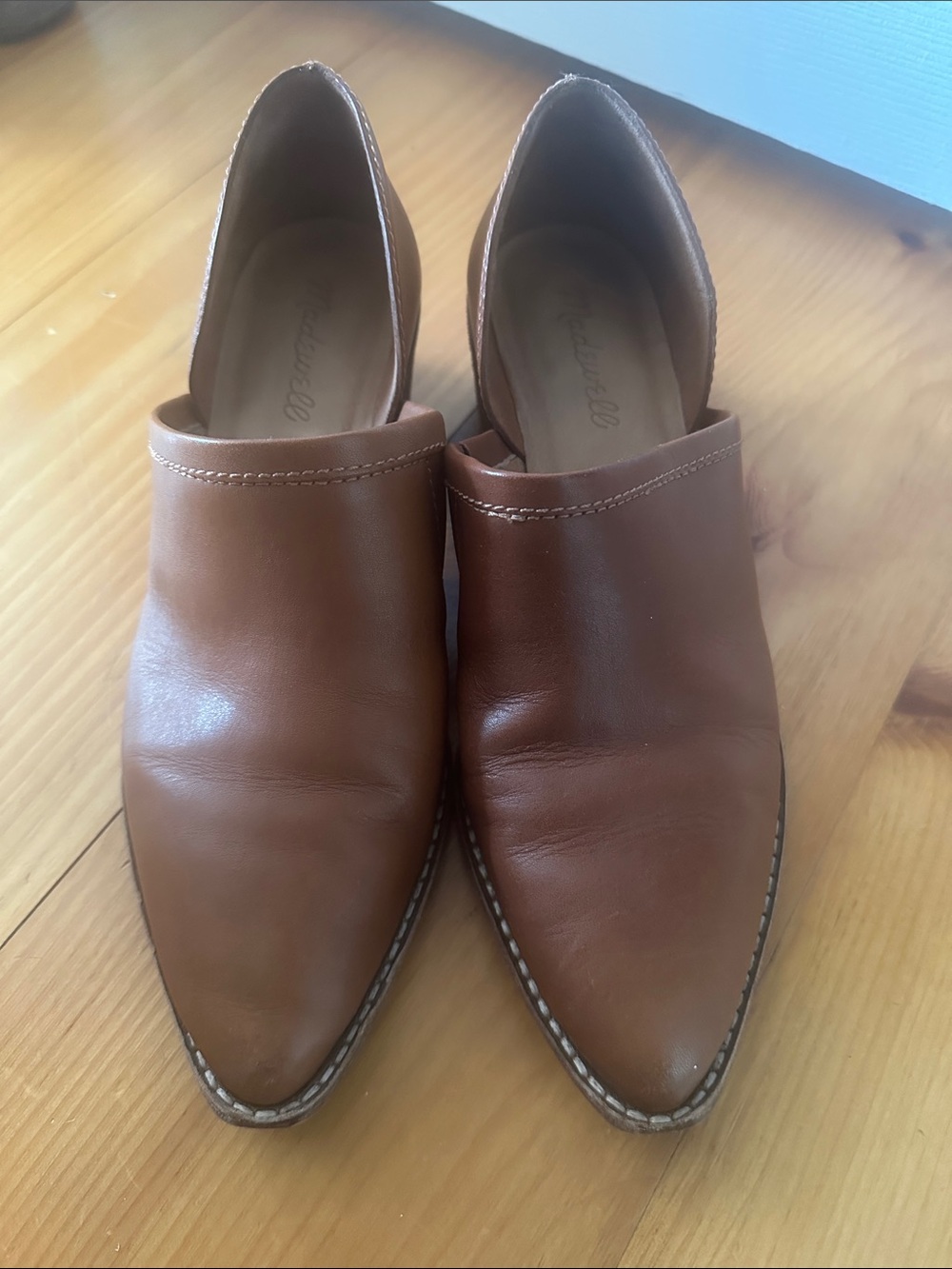 Madewell Brown Pointed Leather Slip-On Booties